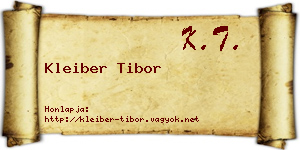 Kleiber Tibor névjegykártya